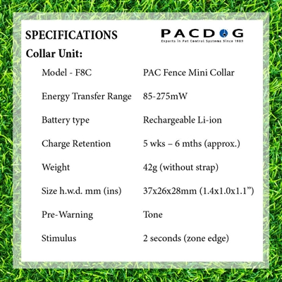PAC Fence Mini/SM Collar | Dogs & Cats | F8C | F8C - With Charger - Image 4